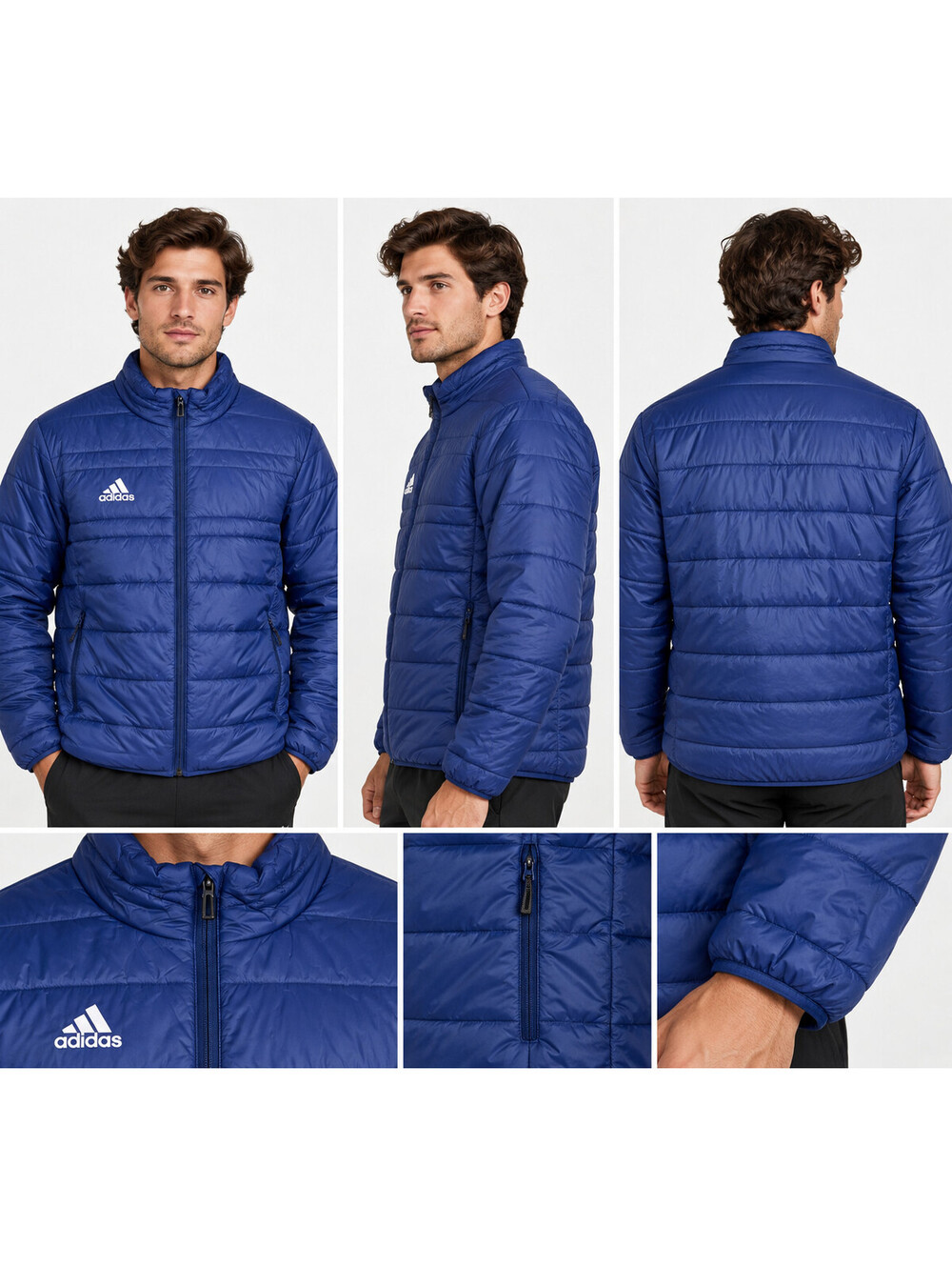 Adidas Men’s Puffer Jacket Size M Blue Quilted Full Zip Insulated Coat NWOT
